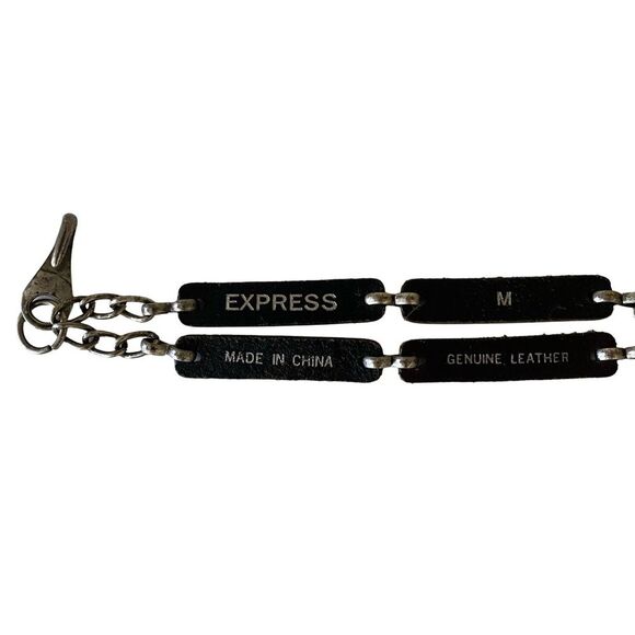 Vintage 90s Express Leather & Chain Belt Black Size Medium main image 4